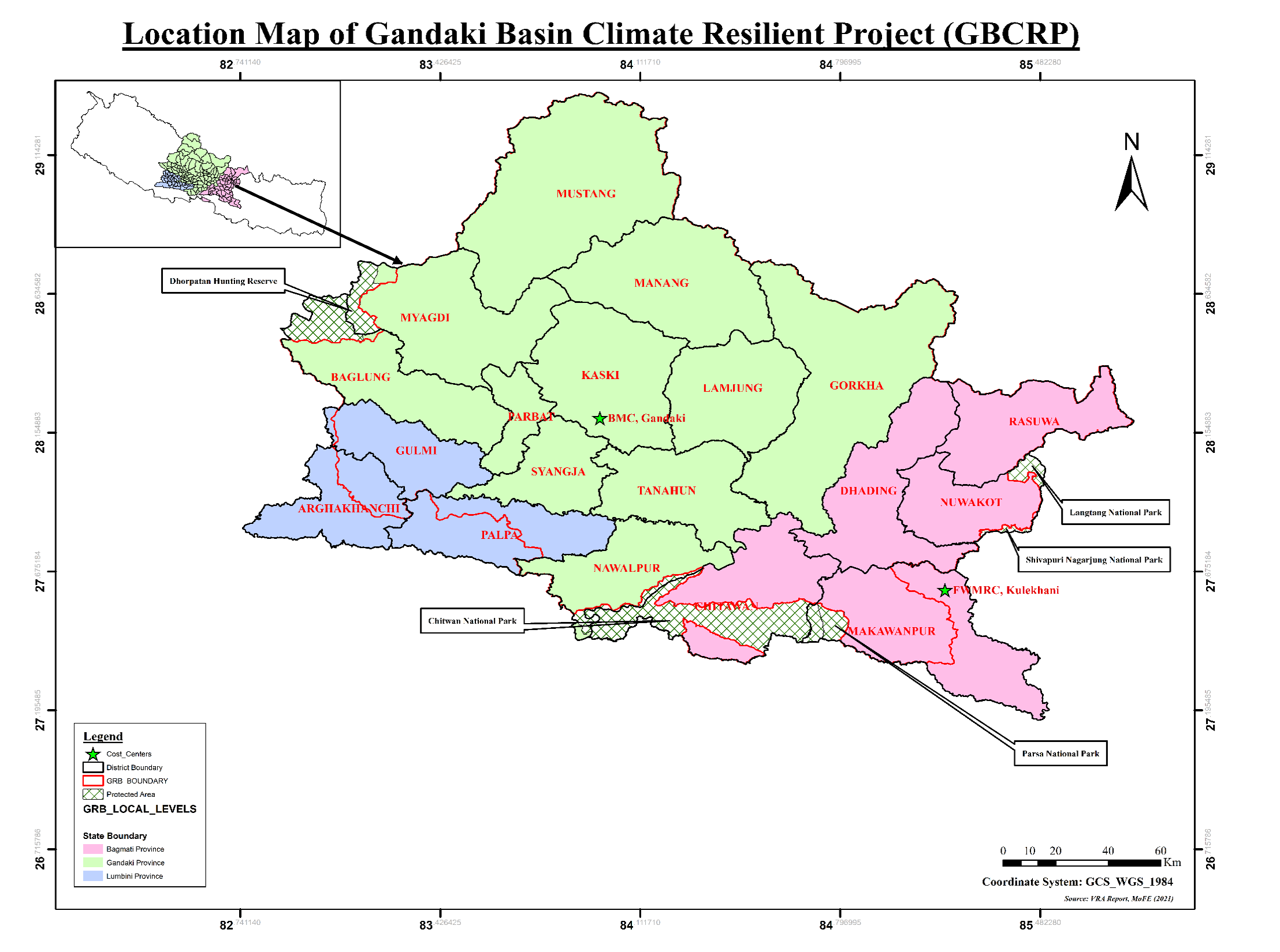 Map of sub‑basins in the Gandaki River Basin