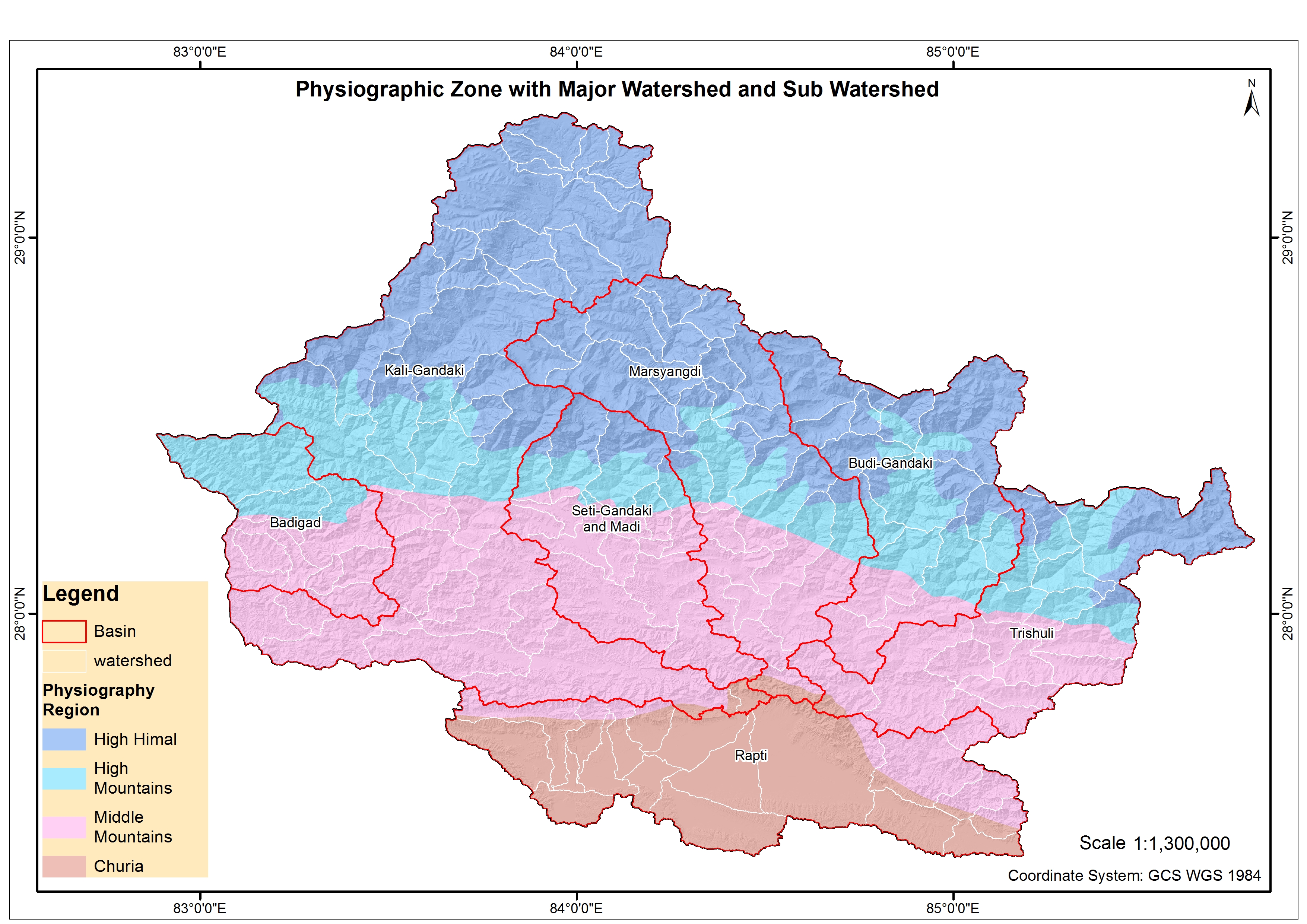Map of sub‑basins in the Gandaki River Basin